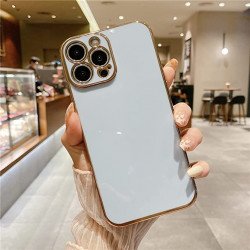 Ultra Slim Fashion Gold Plated Electroplated Camera Lens Protection Cover Case for iPhone 14 Pro Max [6.7] (Blue)